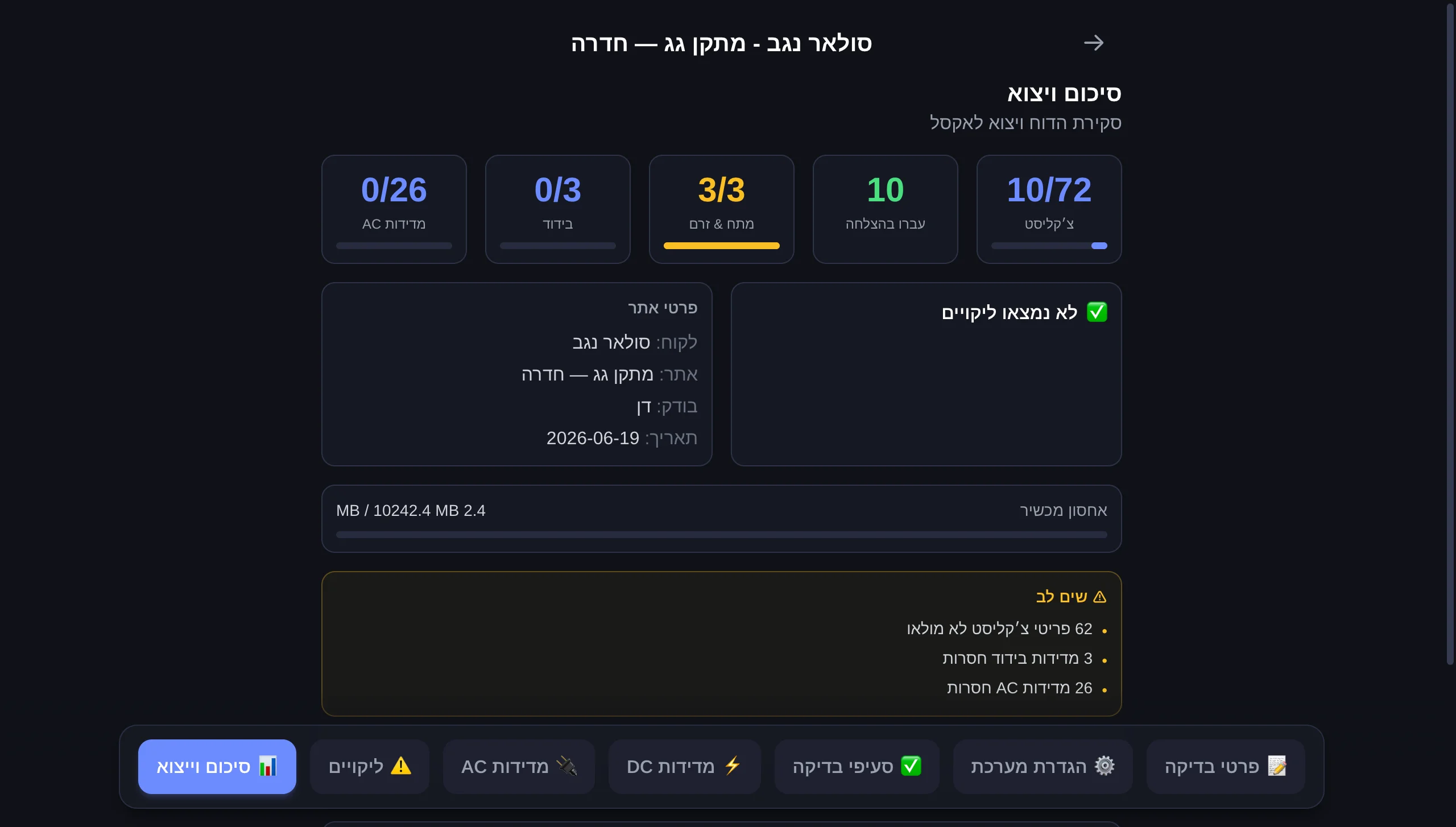 בדיקות PV תקופתיות, מהשטח עד הדוח